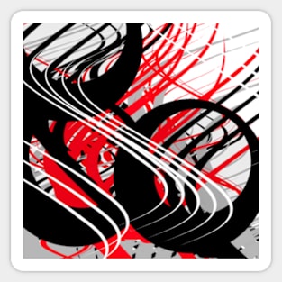 life silver white red black abstract geometric digital painting Sticker